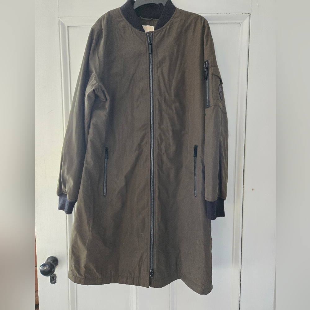 Long Olive Bomber Michael Kors Jacket